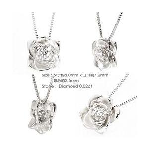 ダイヤモンド フラワー ダイヤモンド ネックレス ローズ バラ 0.02ct プラチナ900 pt900 ペンダント レディースの画像