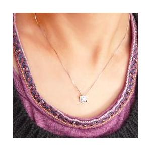 ダイヤモンド フラワー ダイヤモンド ネックレス ローズ バラ 0.02ct プラチナ900 pt900 ペンダント レディースの画像