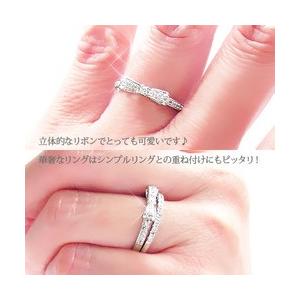 指輪 リボン プラチナ900 pt900 ダイヤモンド 0.2ct リング ピンキーリング ミディリング ファランジリング レディースの画像