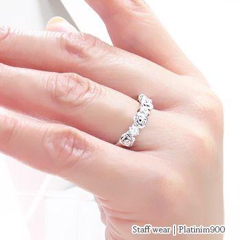 指輪 花 フラワー バラ ばら ROSE ローズ リング ダイヤモンド 0.3ct プラチナ900 pt900 レディース アクセサリーの画像