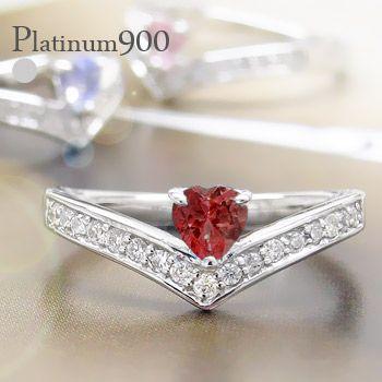 指輪 pt900ハートリング ダイヤモンド リング V字 0.17ct カラー 