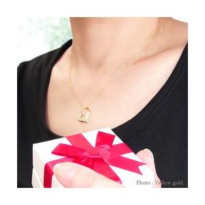 ダイヤモンド オープンハート ネックレス ペンダント 18金 k18ゴールド ダイヤモンド 0.03ct レディース アクセサリーの画像