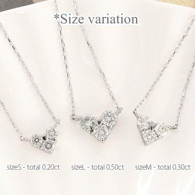 ダイヤモンドネックレス 0.5ct プラチナ900 pt900 ハート トリロジー スリーストーン レディース アクセサリーの画像