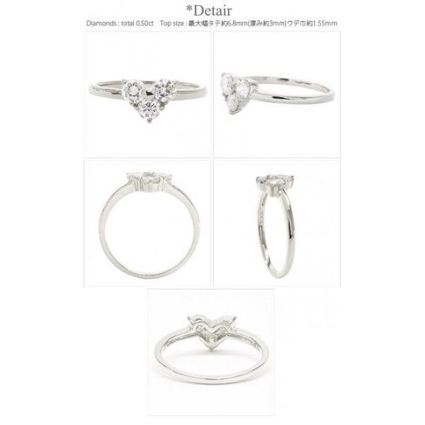指輪 ダイヤモンド リング 0.5ct プラチナ900 pt900 ハート トリロジー スリーストーン レディース ジュエリー アクセサリーの画像
