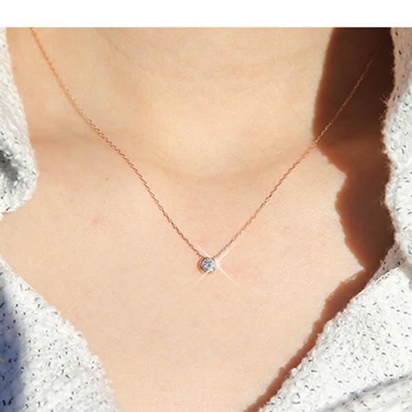 k18ゴールド 18金 一粒 ダイヤモンド ネックレス フクリン 伏せ込み  