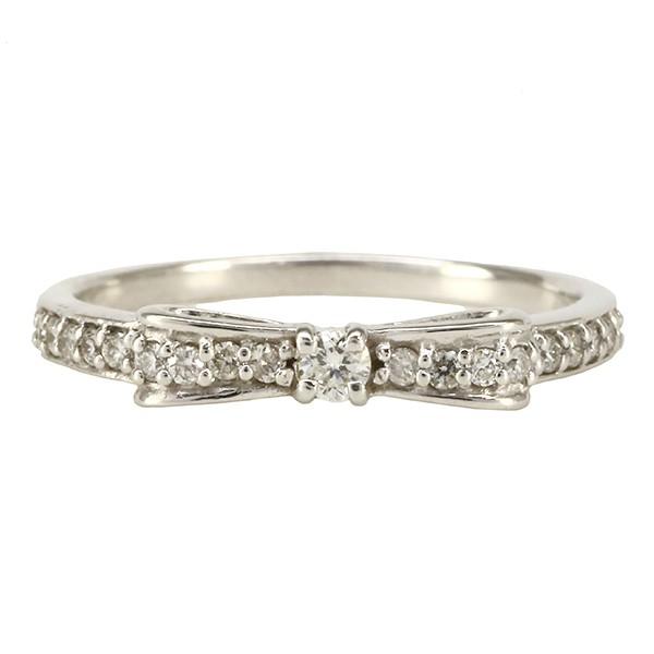 指輪 ピンキーリング ダイヤモンド リング リボン リング 0.2ct k18ゴールド 18金 レディース ジュエリー アクセサリーの画像