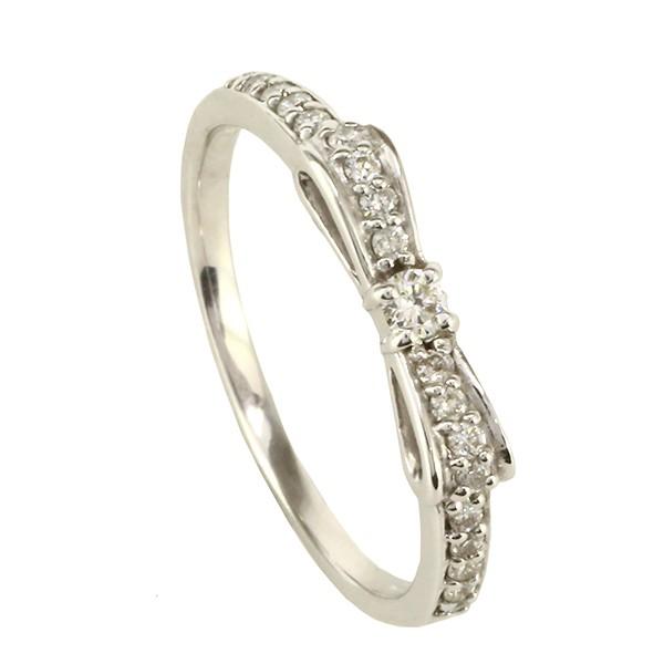 指輪 ピンキーリング ダイヤモンド リング リボン リング 0.2ct k18ゴールド 18金 レディース ジュエリー アクセサリーの画像