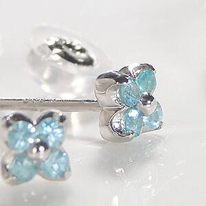 ピアス プラチナ 希少 パライバトルマリン 花 フラワー pt900の画像