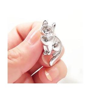 タイニーピン ラベルピン ピンバッジ ブローチ シルバー925 猫 ねこ