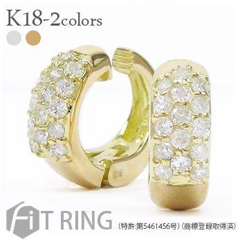 新しいスタイル ピアスのようなイヤリング 18金 フィットリング 中折れ式 イヤリング ダイヤモンド 0.5ct パヴェ レディース, OFFICE OASIS 656bd863