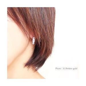 k18 片耳 ダイヤモンドピアス 0.5ct フープピアス 中折れピアス