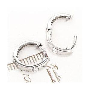 ダイヤモンド フープピアス 0.2ct 中折れ式ピアス ソリティア 18金 k18ゴールド 18金 レディース アクセサリーの画像