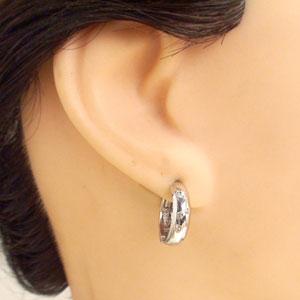 フープピアス k18ゴールド ダイヤモンド ダイヤ 0.1ct 中折れ 18金 