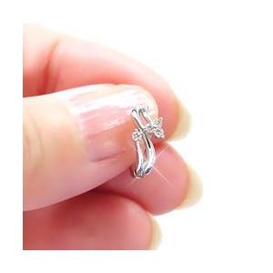 ピアリング ダイヤモンド イヤリング 0.1ct 中折れ式 フラワー k18ホワイトゴールド 18金 レディース アクセサリーの画像