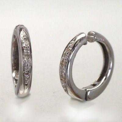 中折れ式イヤリング ピアリング ｋ18WG ダイヤモンド 0.06ct k18ホワイトゴールド 18金 レディース アクセサリーの画像