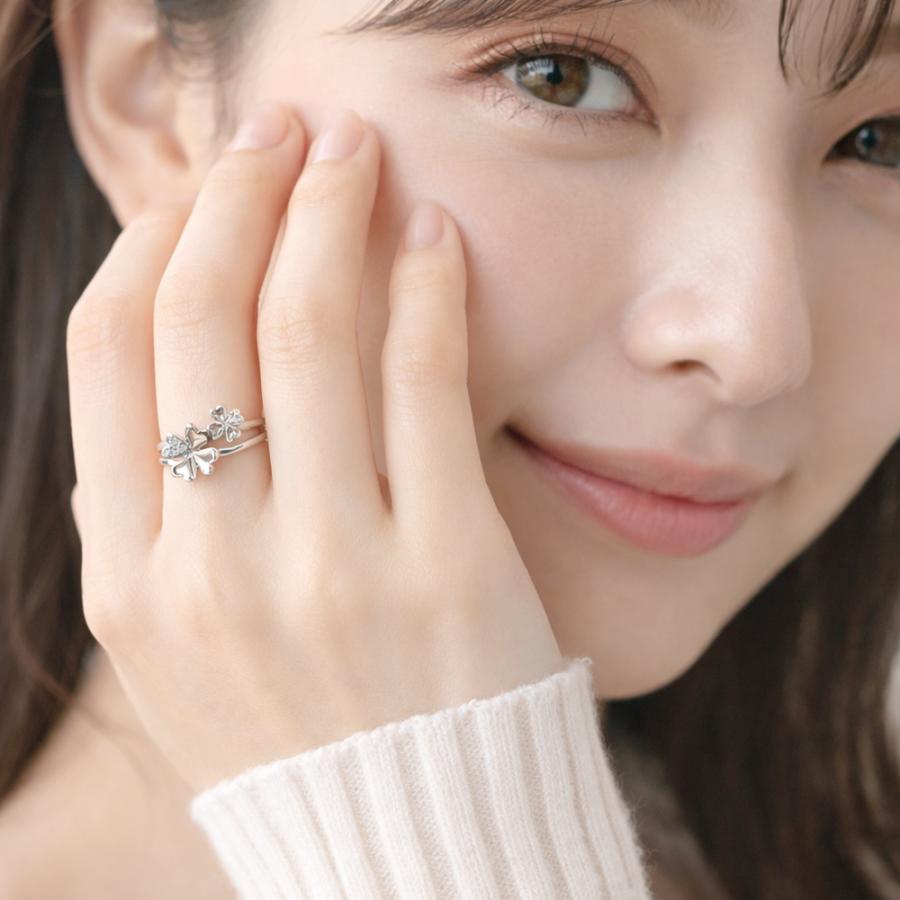 指輪 クローバー リング 四葉のクローバー リング ダイヤモンド リング k18ゴールド 18金 レディース アクセサリーの画像