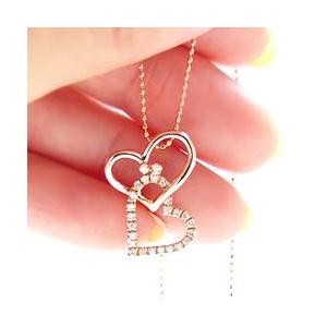 オープンハート ダイヤモンド ネックレス ペンダント ダイヤ 0.17ct k18ゴールド 18金 レディース アクセサリーの画像