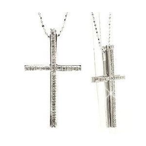 クロス ペンダント ダイヤモンドネックレス ダイヤモンド 0.2ct プラチナ900 pt900十字架 レディース アクセサリーの画像