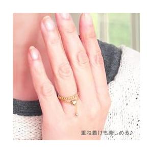 ピンキーリング チェーンリング ハートリング ダイヤモンド k18ゴールド 18金 レディース ジュエリー アクセサリーの画像