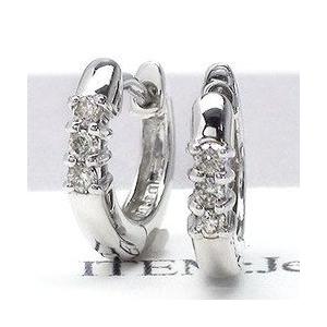フープ ピアス ダイヤモンド 0.06ct 中折れ式 シンプルフープ