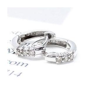 フープ ピアス ダイヤモンド 0.06ct 中折れ式 シンプルフープ k18ホワイトゴールド レディース ジュエリー アクセサリーの画像