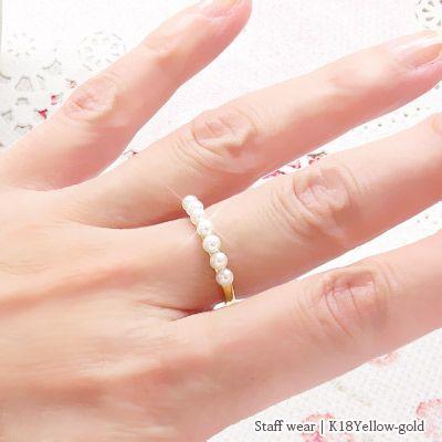 指輪 パールリング k18ゴールド 18金 アコヤ真珠 ベビーパール レディース ジュエリー アクセサリーの画像
