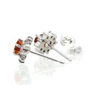取り巻き ｋ18スタッドピアス シトリントパーズ ダイヤモンド 0.2ct 18金 オーバルカット 11月誕生石 レディースの画像
