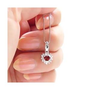 レディース ネックレス ペンダント ハート ダイヤモンド 0.12ct 取り巻き ガーネット 1月誕生石 プラチナ900 pt900の画像