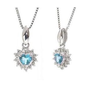 取り巻き ブルートパーズ 11月誕生石 ハート ネックレス ダイヤ 0.12ct ペンダント k18ゴールド 18金 レディースの画像