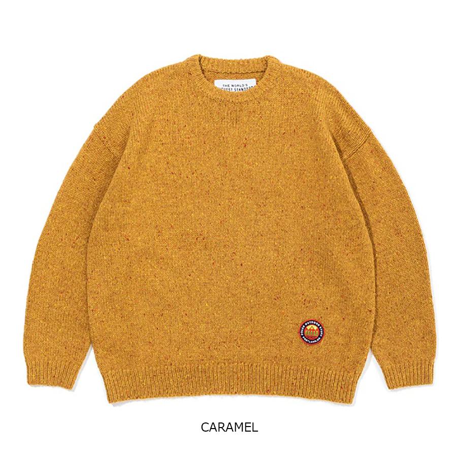 快晴堂　リングウールポケットビックセーター/黒/エルボーパッチ/チビポケット POLeR（ポーラー） ニット MIX TWEED ELBOW PATCH KNIT エルボーパッチ