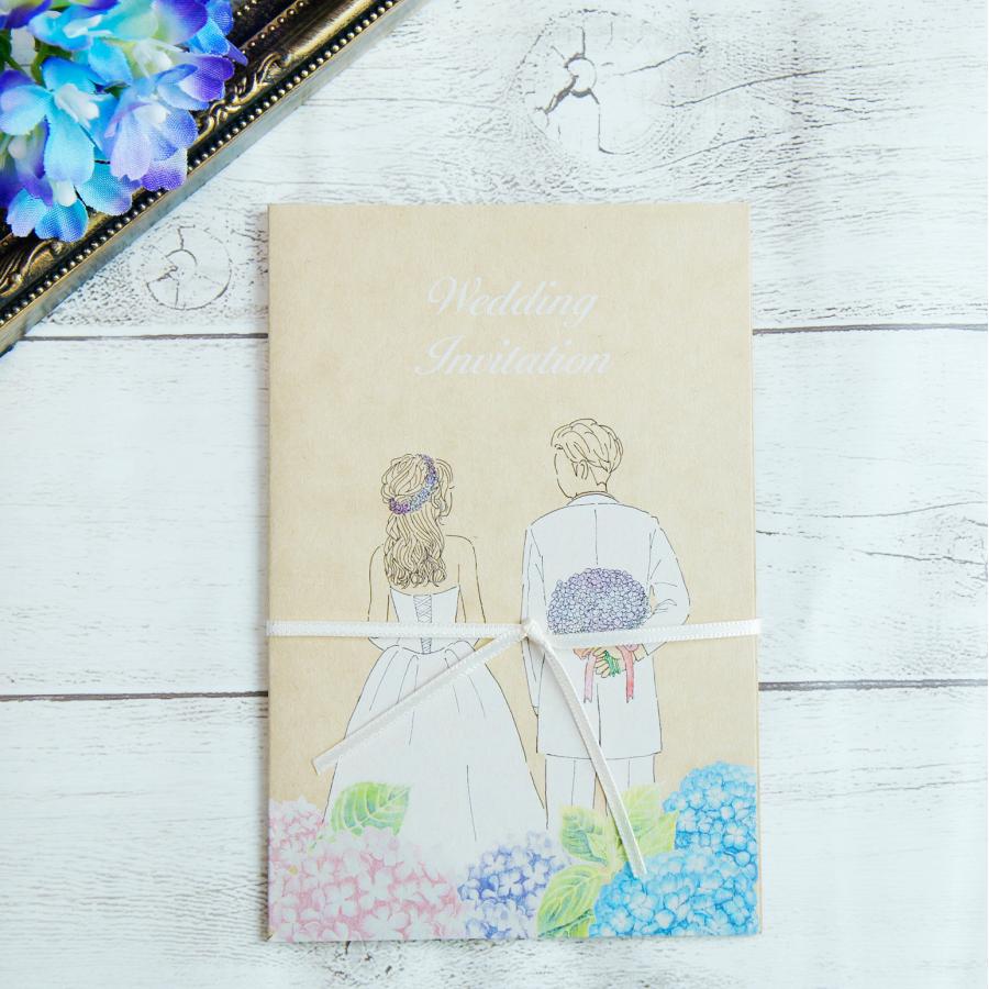 招待状 (手作りセット)マリエ・アジサイ　サテンリボン付き　選べる髪型3種類　結婚式 | 