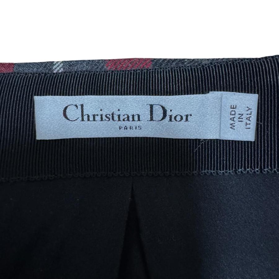 美品 Dior ディオール チェック柄 ミニ プリーツスカート ベルト付 #42 511J73A1640 レディースの画像