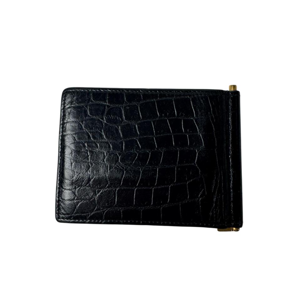 イヴサンローラン マネークリップ YSL クロコ押し ブラック Yves Saint Laurent（イヴ・サンローラン） マネークリップ 二つ折り