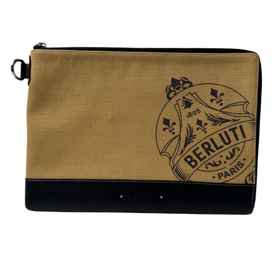 美品 ベルルッティ Berluti ニノ クラッチバッグ GM キャンバス×レザー