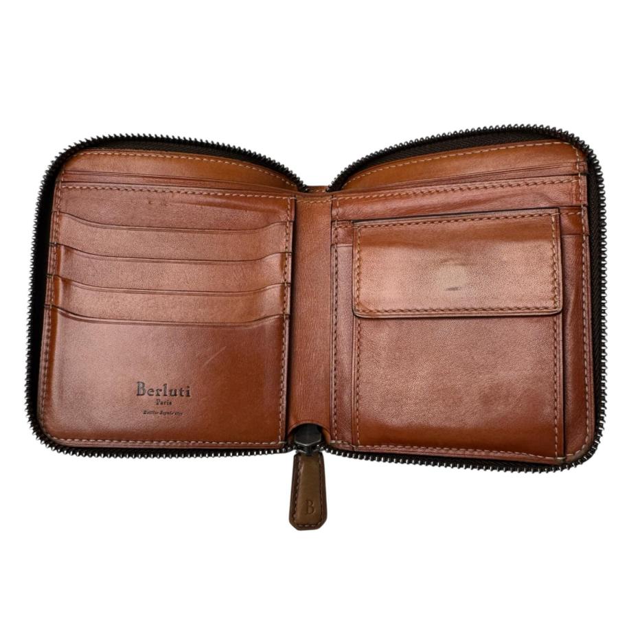 ベルルッティ Berluti カリグラフィ レザー ジップ付き 折り財布