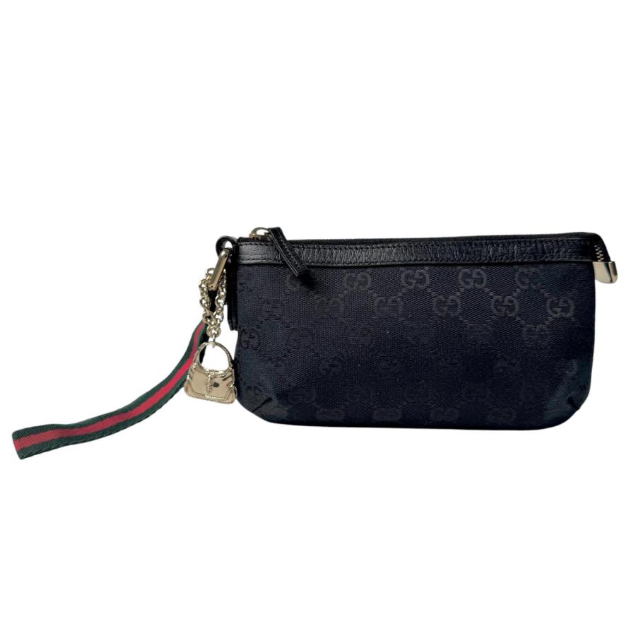 GUCCI GGキャンバス ポーチ チャーム付き GUCCI（グッチ） 美品 GUCCI GGキャンバス ポーチ シェリーライン