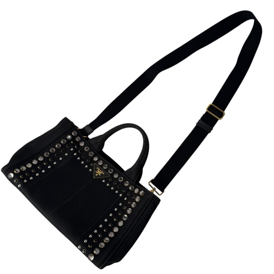 PRADA（プラダ） カナパ ビジュー スタッズ 2WAY トートバッグ 