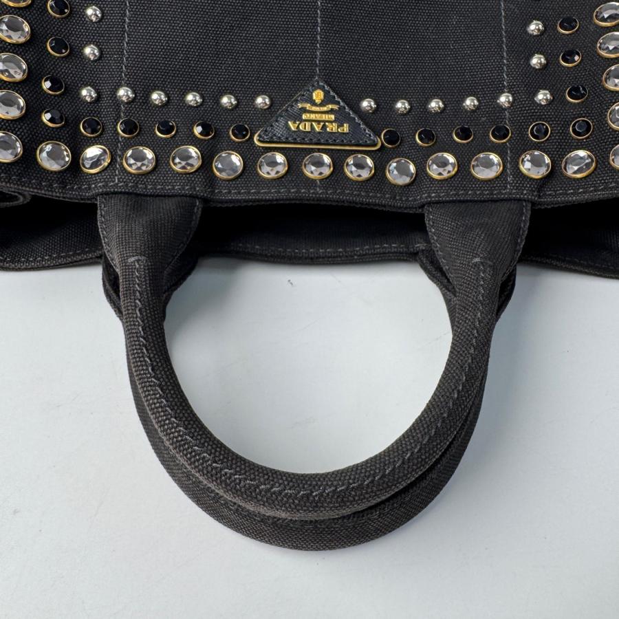 PRADA（プラダ） カナパ ビジュー スタッズ 2WAY トートバッグ 