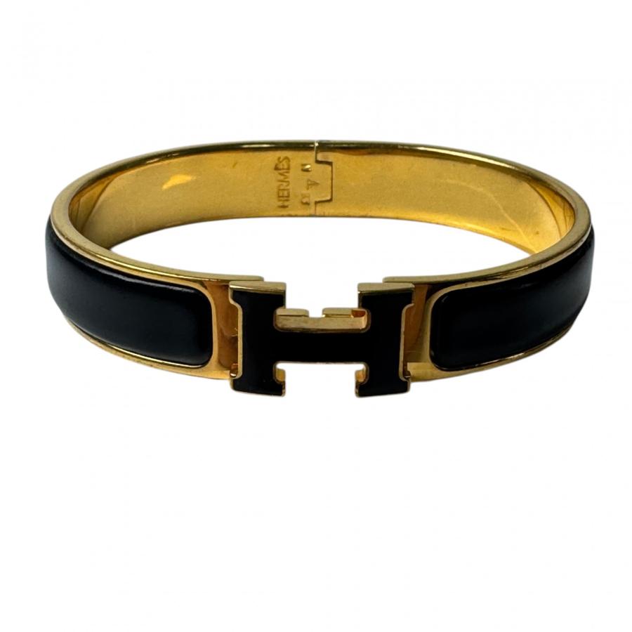 HERMES エルメス クリックH ブレスレット ゴールド×ブラック HERMES（エルメス） クリッククラックH ブレスレット ブラック