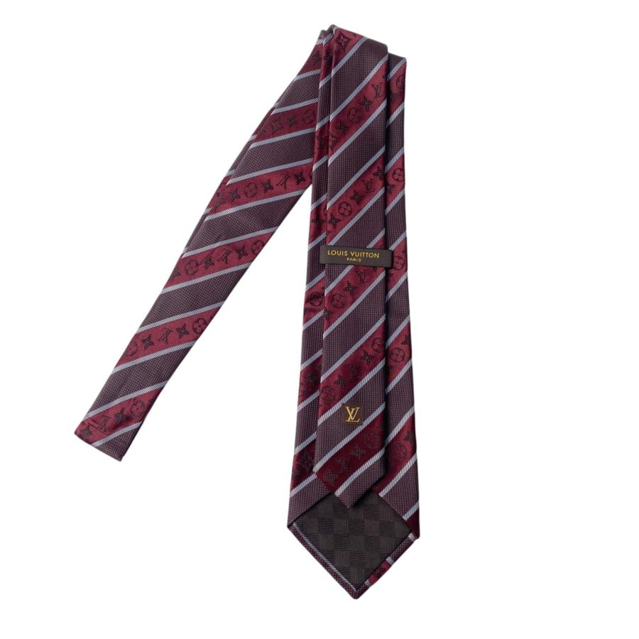 美品 ルイヴィトン LOUIS VUITTON モノグラム ネクタイ レッド系 美品 ルイヴィトン LOUIS VUITTON メンズ モノグラム ネクタイ