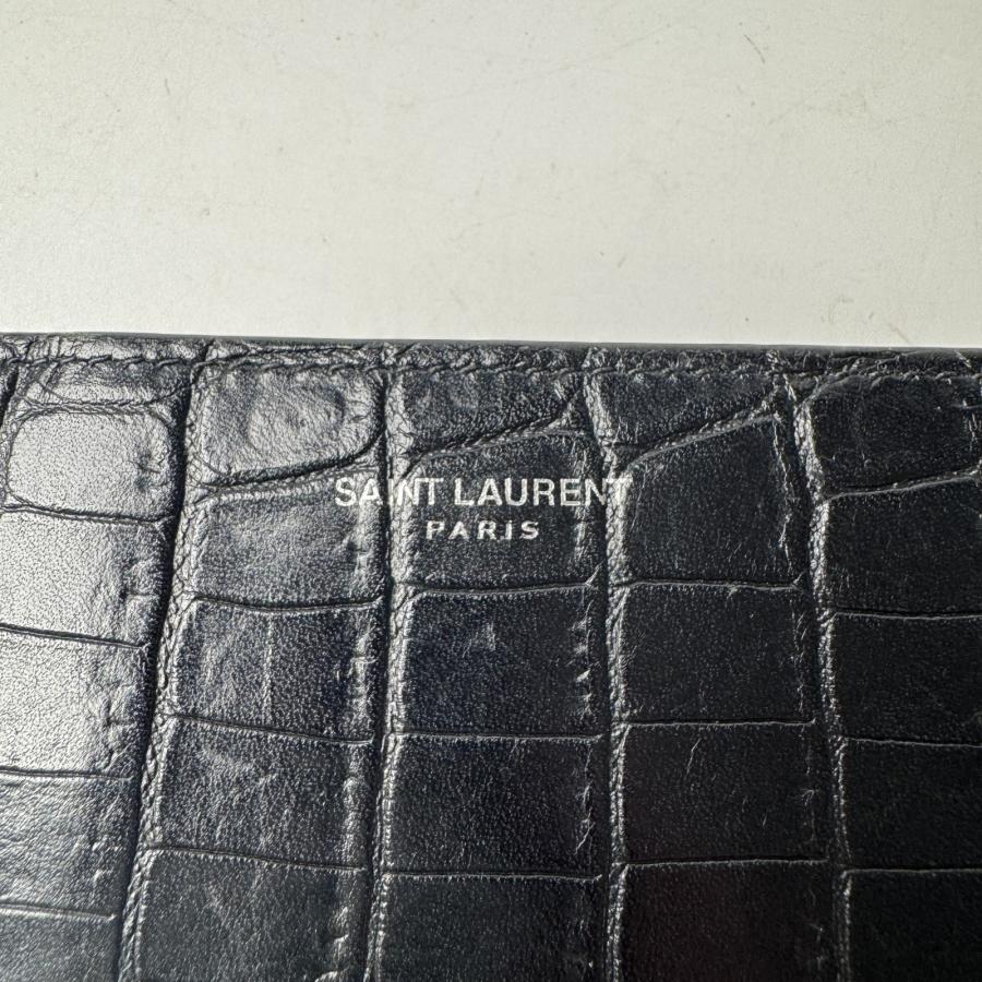サンローラン Saint Laurent クロコ型押し 三つ折り マネークリップ