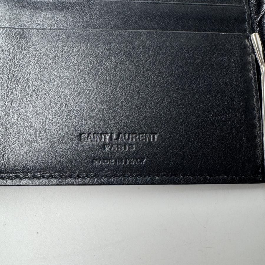 サンローラン Saint Laurent クロコ型押し 三つ折り マネークリップ