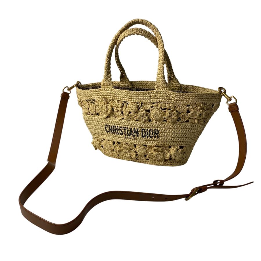 定価80万 美品 ディオール DIOR レディース パニエ シャポー カゴバッグ ラフィア 2way ショルダーバッグ ハンドバッグ 斜めがけ クロスボディ Christian Dior（クリスチャン・ディオール） 定価80万 美品