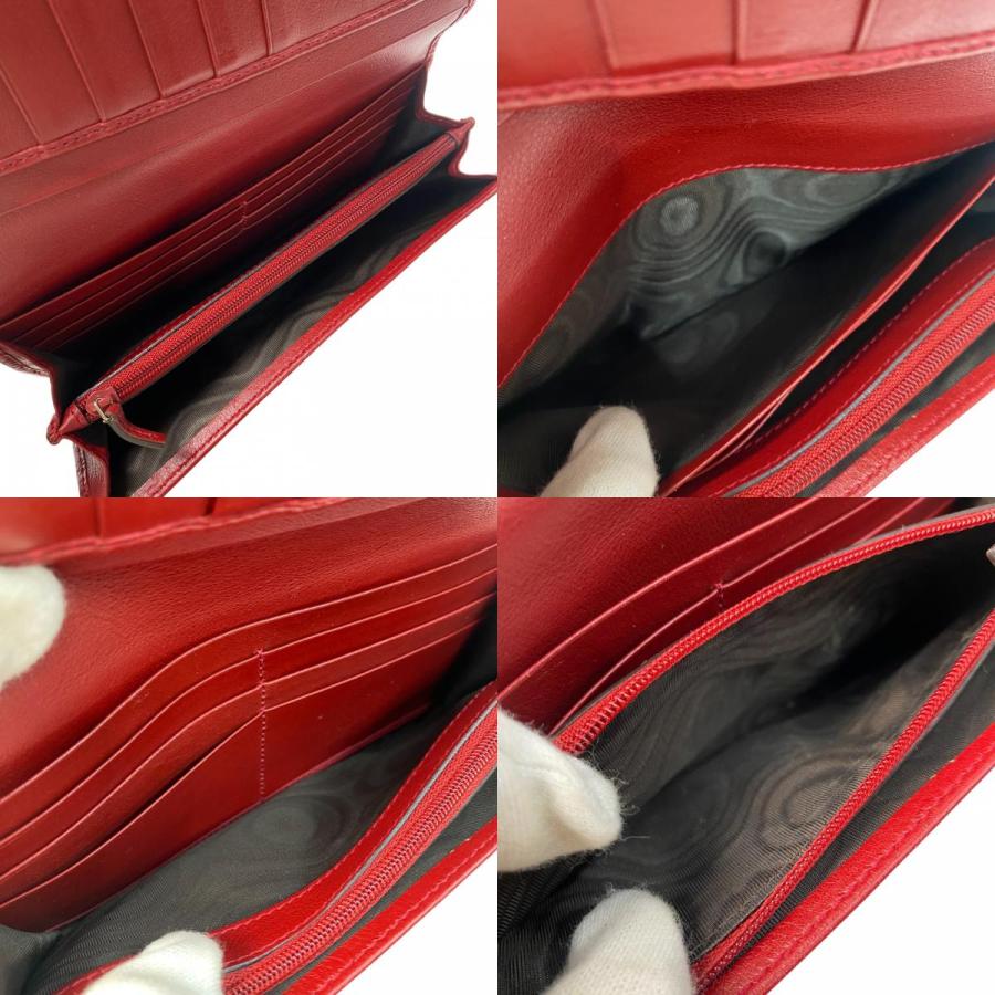 GUCCI 美品 グッチ GGマーク 長財布 レザー レッド レディース  