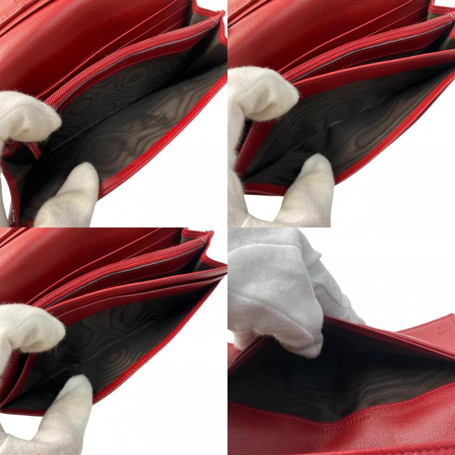 GUCCI 美品 グッチ GGマーク 長財布 レザー レッド レディース  