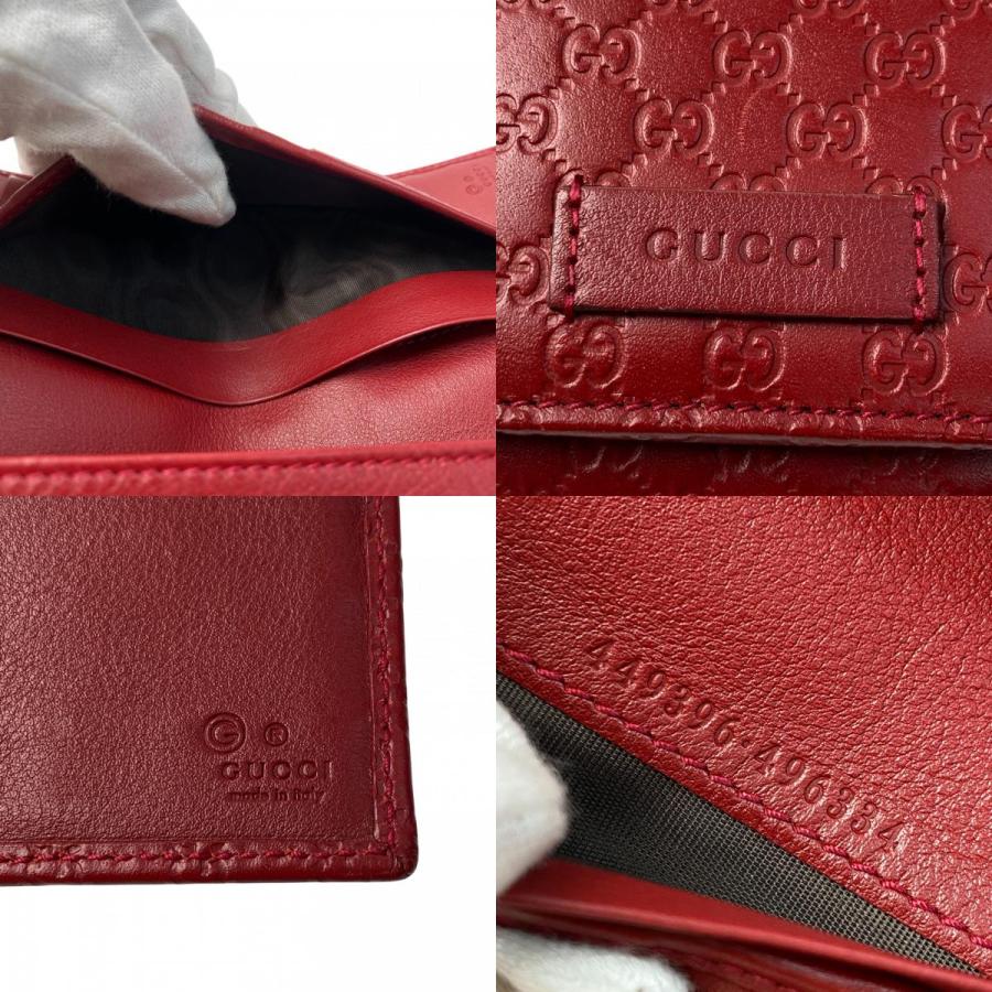 GUCCI 美品 グッチ GGマーク 長財布 レザー レッド レディース  