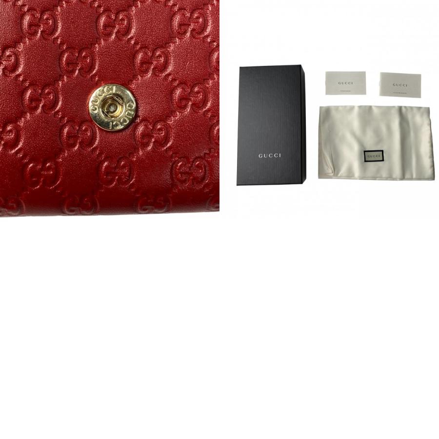 GUCCI 美品 グッチ GGマーク 長財布 レザー レッド レディース  