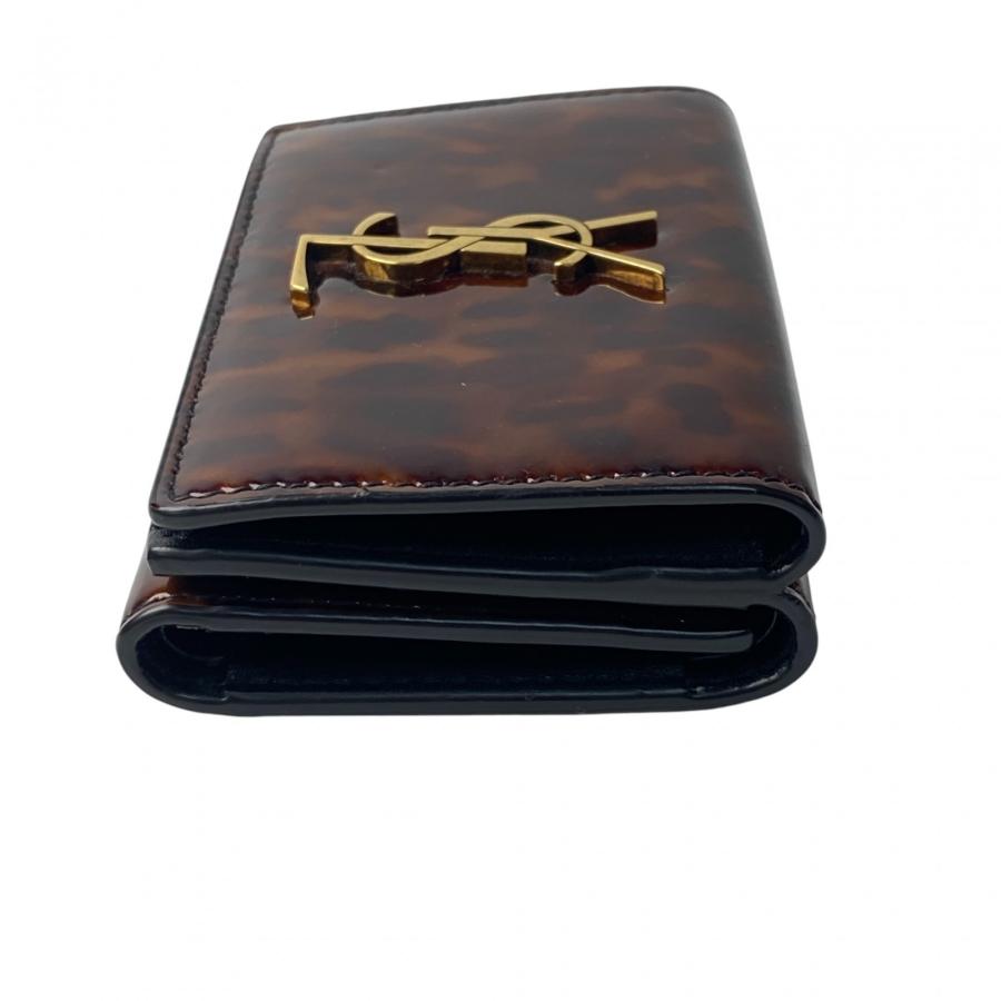 美品 サンローラン SAINT LAURENT レディース 三つ折り財布 鼈甲柄 ysl  