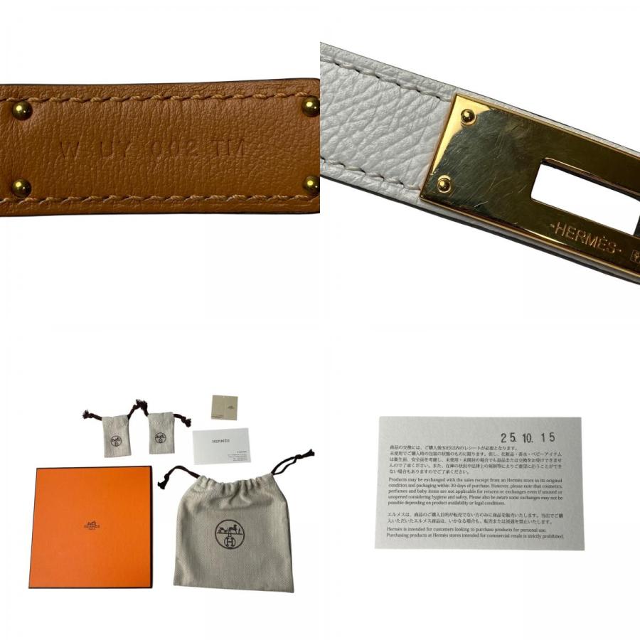 HERMES（エルメス） レディース ケリーベルト ホワイト GD金具 W刻印