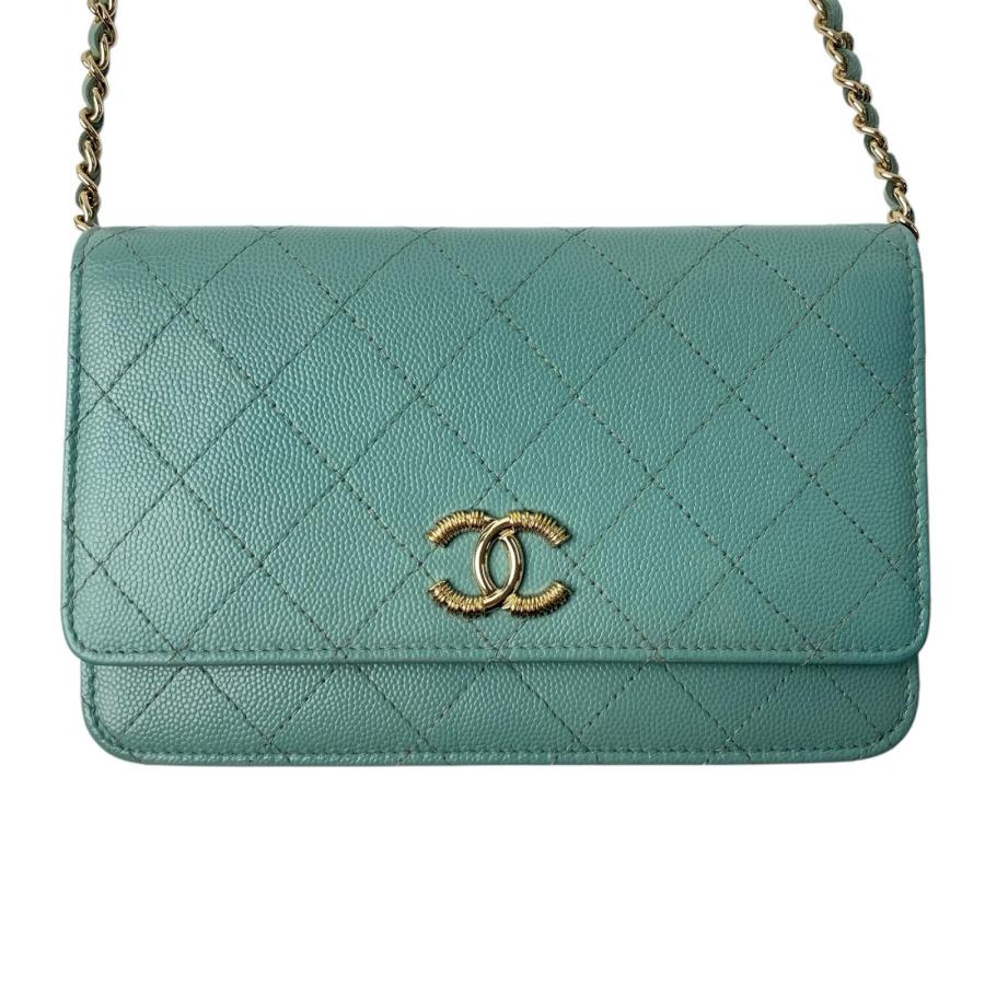 美品 シャネル CHANEL レディース チェーンウォレット キャビアスキン 斜めがけ クロスボディ